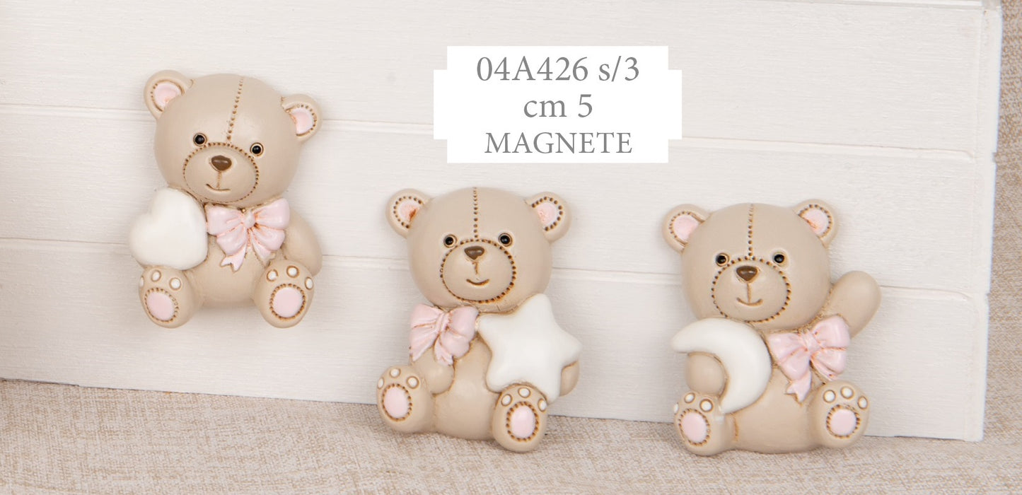 ORSETTO IN RESINA ROSA MAGNETE 3 MODELLI ASSORTITI 5CM