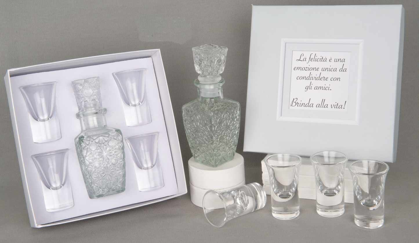 SET REGALO IN VETRO 5 PEZZI C/AST BICCHIERINI