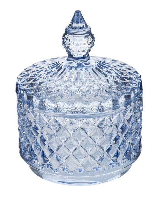 SCATOLA VETRO DOROTHY BLU DIAM.8,5X H.11CM