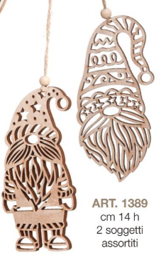 Addobbi in legno laser Babbo Natale di lana 10 cm