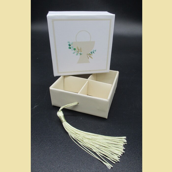 Scatola 4 scomparti cartone con simbolo comunione CAB-29836