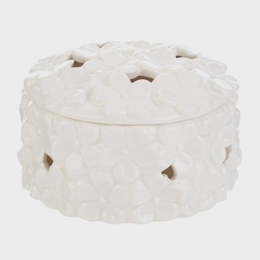 Scatola in porcellana bianca con fiori LES-56445