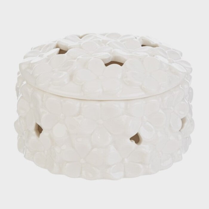 Scatola in porcellana bianca con fiori LES-56445